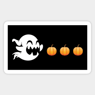 Funny Ghost Chasing Pumpkin - Retro Video Game Magnet